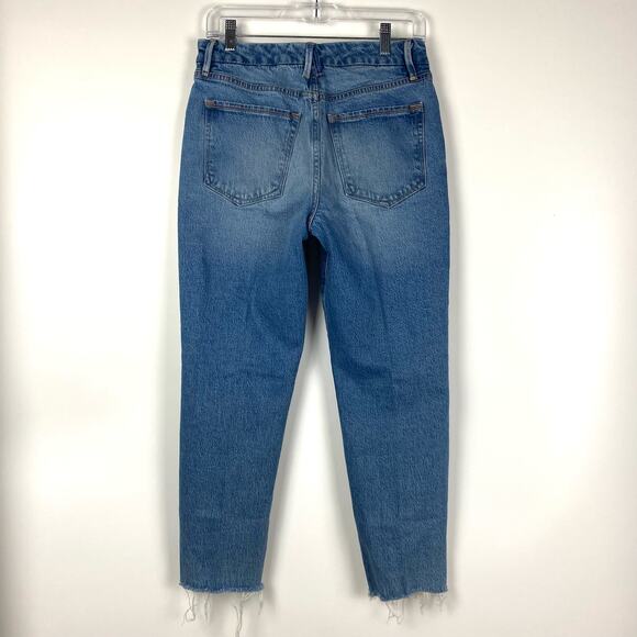 Good American Good Girlfriend Raw Hem Jeans Medium Wash Blue Womens Size 6/28 - Picture 8 of 11